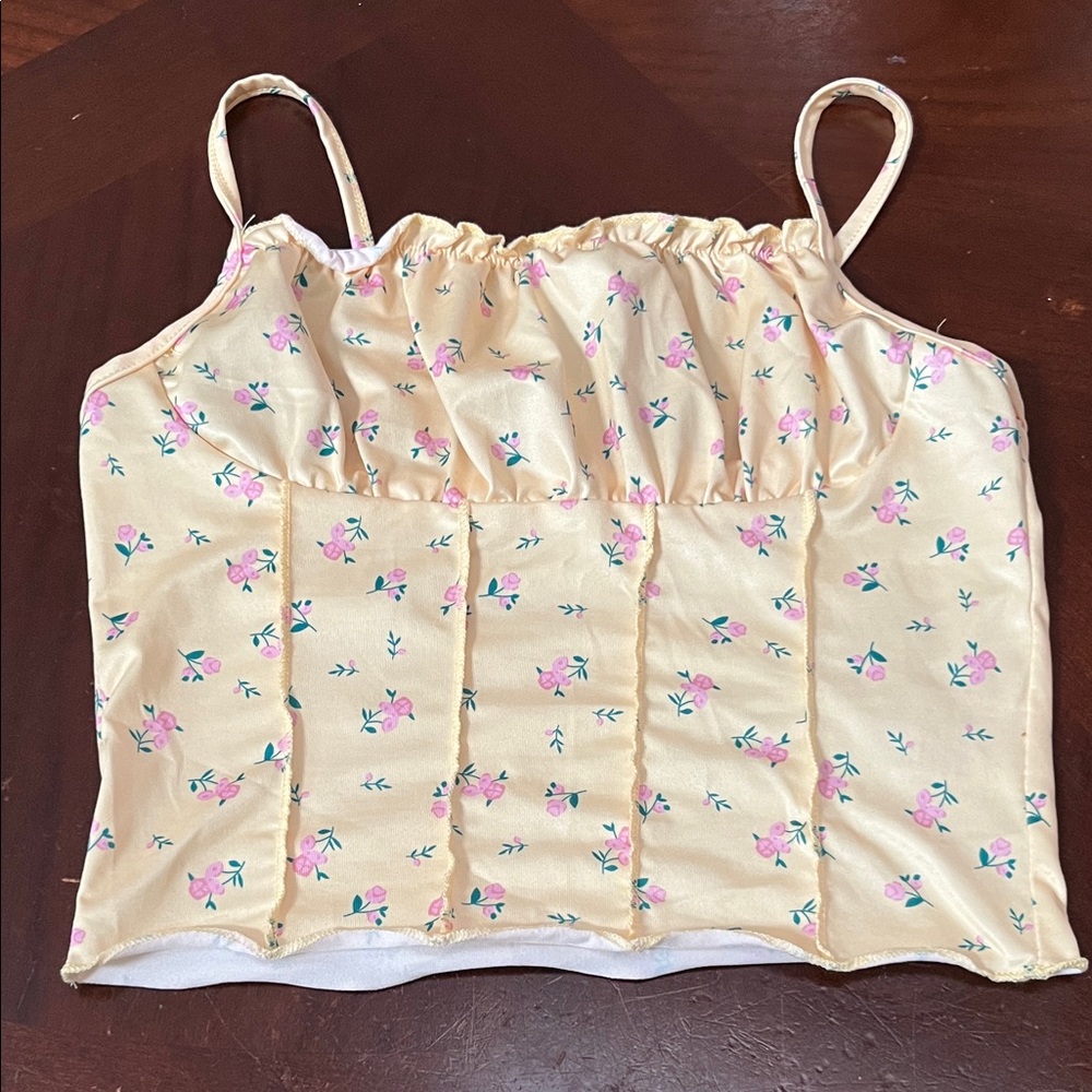 SHEIN Yellow Floral Tank Top